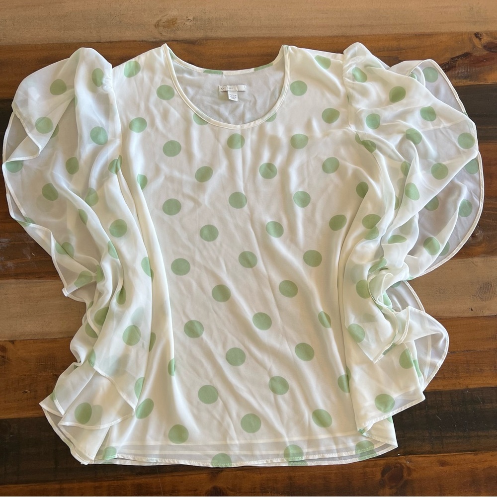 Green polka dot blouse 14/16